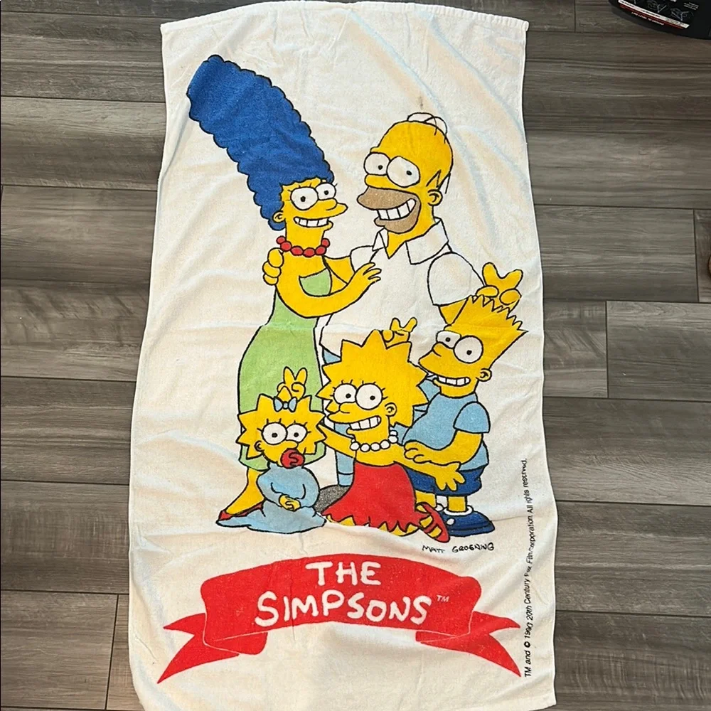 Vintage 1990s The Simpsons Family Beach Towel